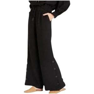 Who What Wear Wide Leg Pant Size XS in Black Button Detail Pockets